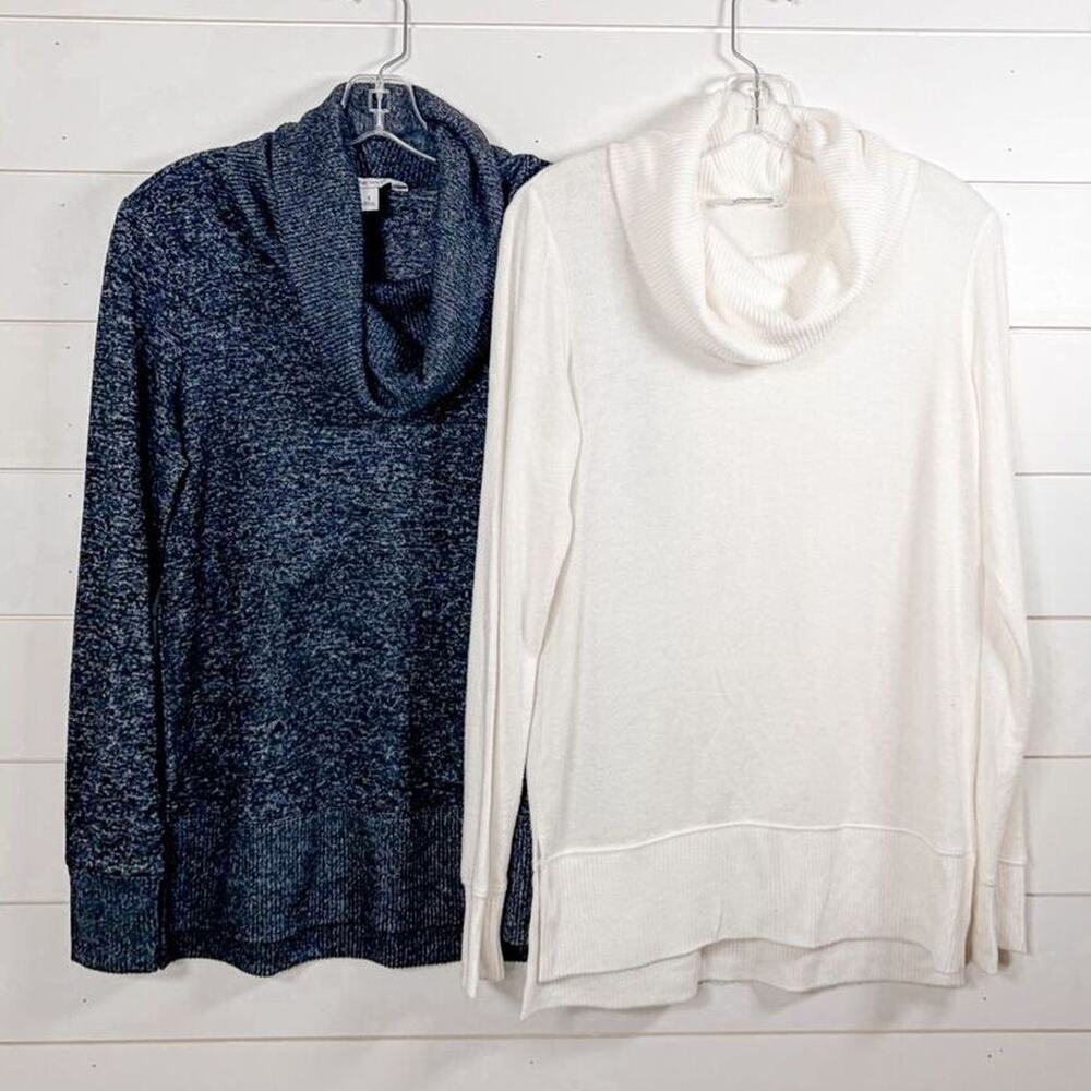 NWOT Nine West Cowl Neck Pullover Sweater White Gray Small Set of 2